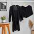 Women summer 3 piece pajama set  Black Top +kimono & short